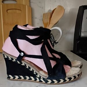 UGG Suede Lace-Up Wedge Sandals